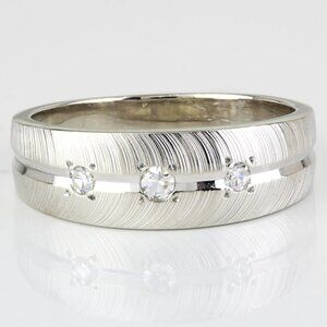 Vintage 14k White Gold Diamond Wedding Ring Band by Richard Udko